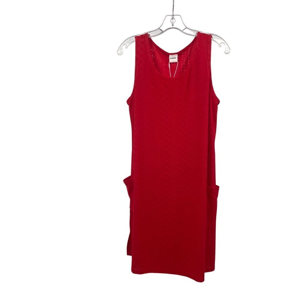 BKRIVE Womens Sleeveless Shift Dress Textured Red Size Large New Pockets